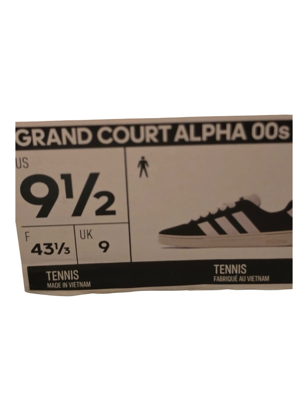adidas Black and White Grand Court Alpha 00s Shoe Box Label - Picture 5 of 6